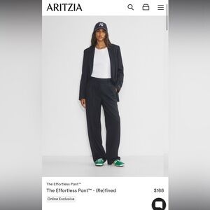 Aritzia Effortless Pant - (re)fined navy pin stripe 
Size 8